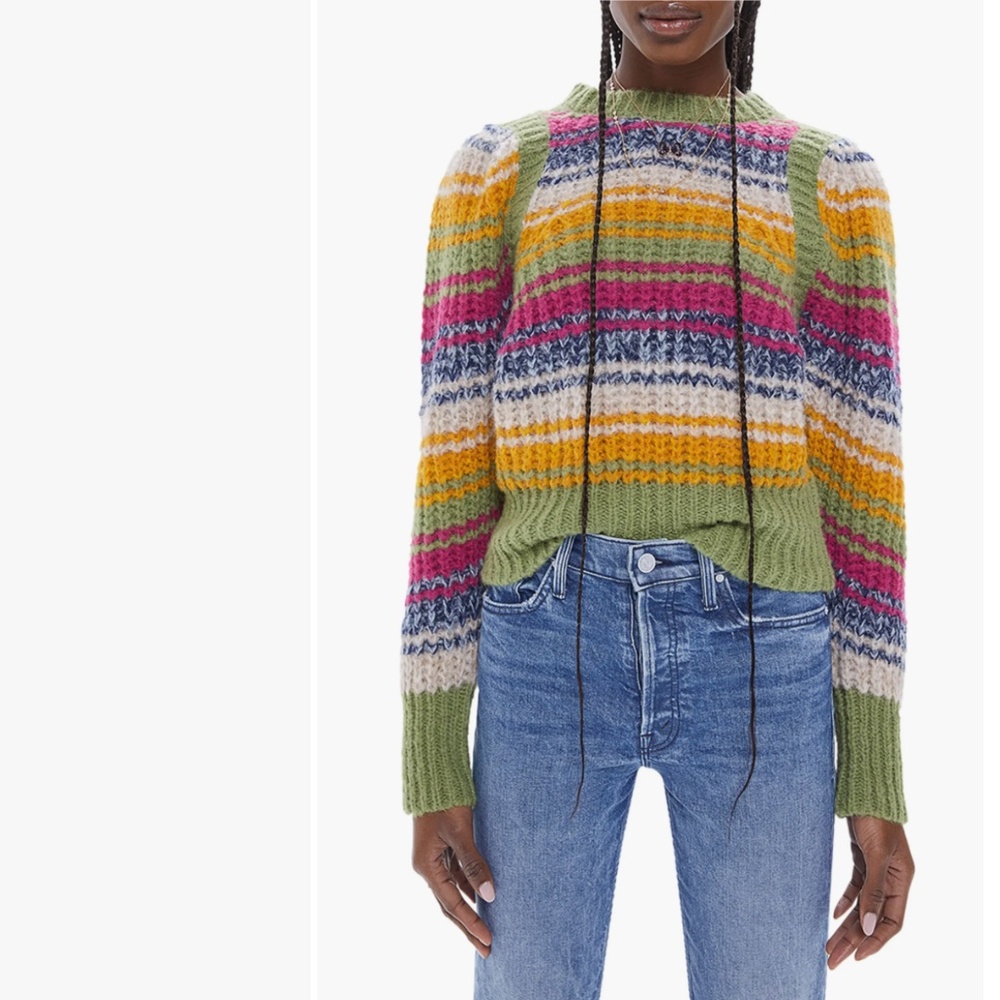 NWT $325 MOTHER Puff Sleeve Alpaca Blend Crop Sweater in size Medium!